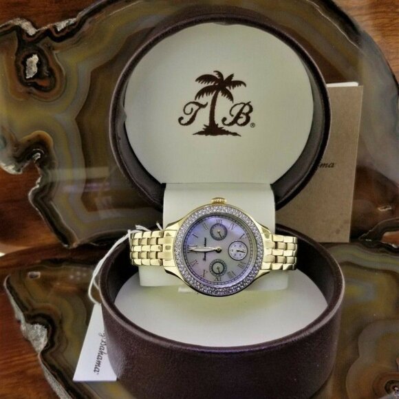 TOMMY BAHAMA Swarovski Crystal Gold Watch - Picture 2 of 6